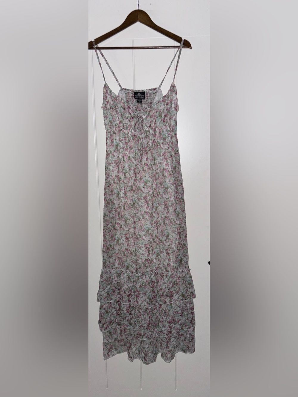 Angie Floral Tiered Cottagecore Midi Dress Women L Country Boho Cowgirl Western‎
